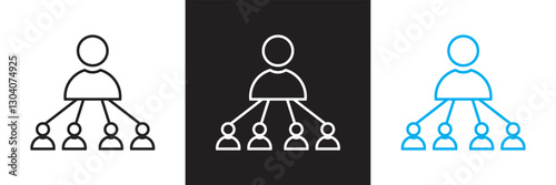 Icons related to hierarchy. Isolated on white and black background. Vector illustration. EPS 10