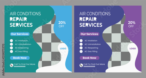  Air Conditioner or AC Repair and Services Social Media Post
