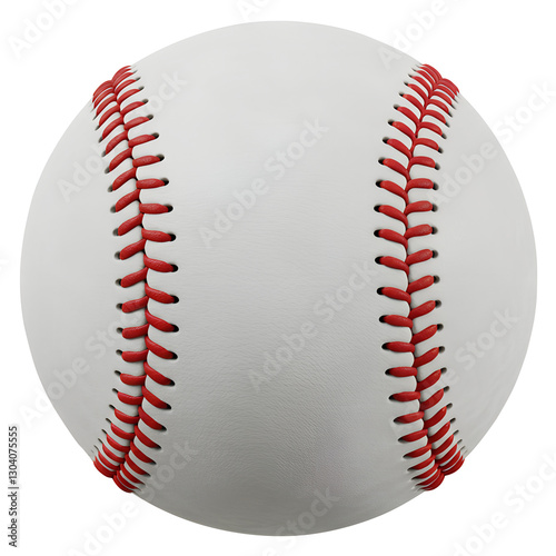 Realistic Baseball with Red Stitching, Sports Ball Close-up, Baseball Isolated on White

