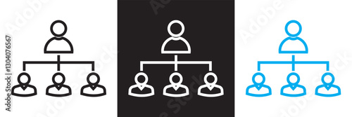 Icons related to hierarchy. Isolated on white and black background. Vector illustration. EPS 10