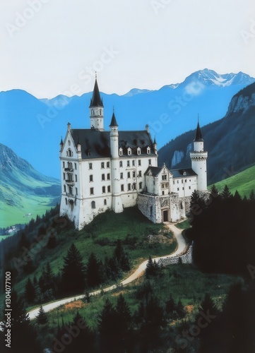Wallpaper Mural Majestic Fairytale Castle on Mountaintop Scenic Alpine Vista Torontodigital.ca