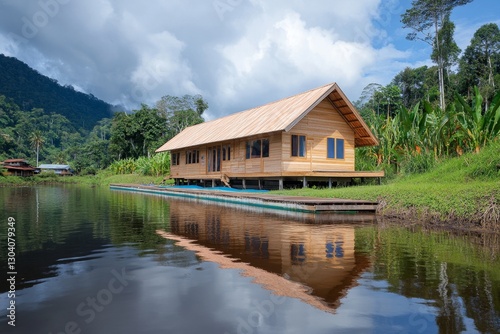 A floating school in a developing country, built to adapt to rising sea levels
