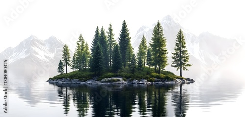 Misty Island Pines Lake Scenery photo