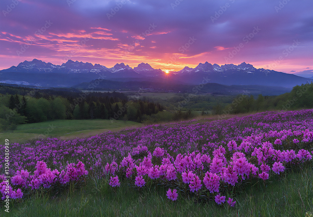 Obraz premium a breathtaking sunrise over the carpathian mountains,