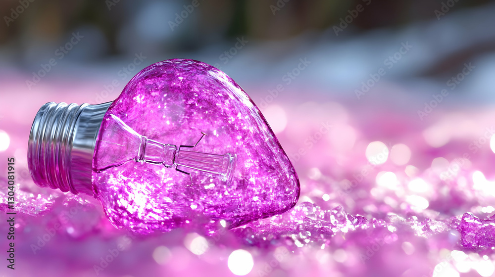 Fototapeta premium Broken heart bulb, snow, winter, idea