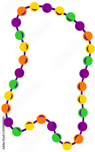 Mardi Gras Decorative Beads Necklace Hand Drawn Vector Illustration