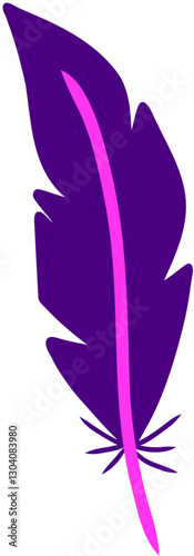Mardi Gras Decorative Feather Hand Drawn Vector Illustration