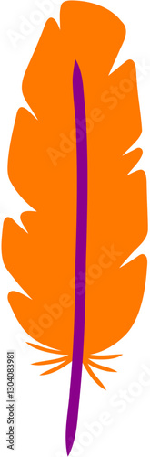 Mardi Gras Decorative Festive Feather Hand Drawn Vector Illustration
