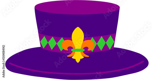 Mardi Gras Fleur De Lis Hat Hand Drawn Vector Illustration