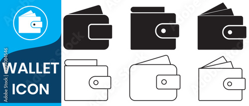Wallet icons on white background. Wallet with cash icon. Vector illustration. Purse flat vector icon. 