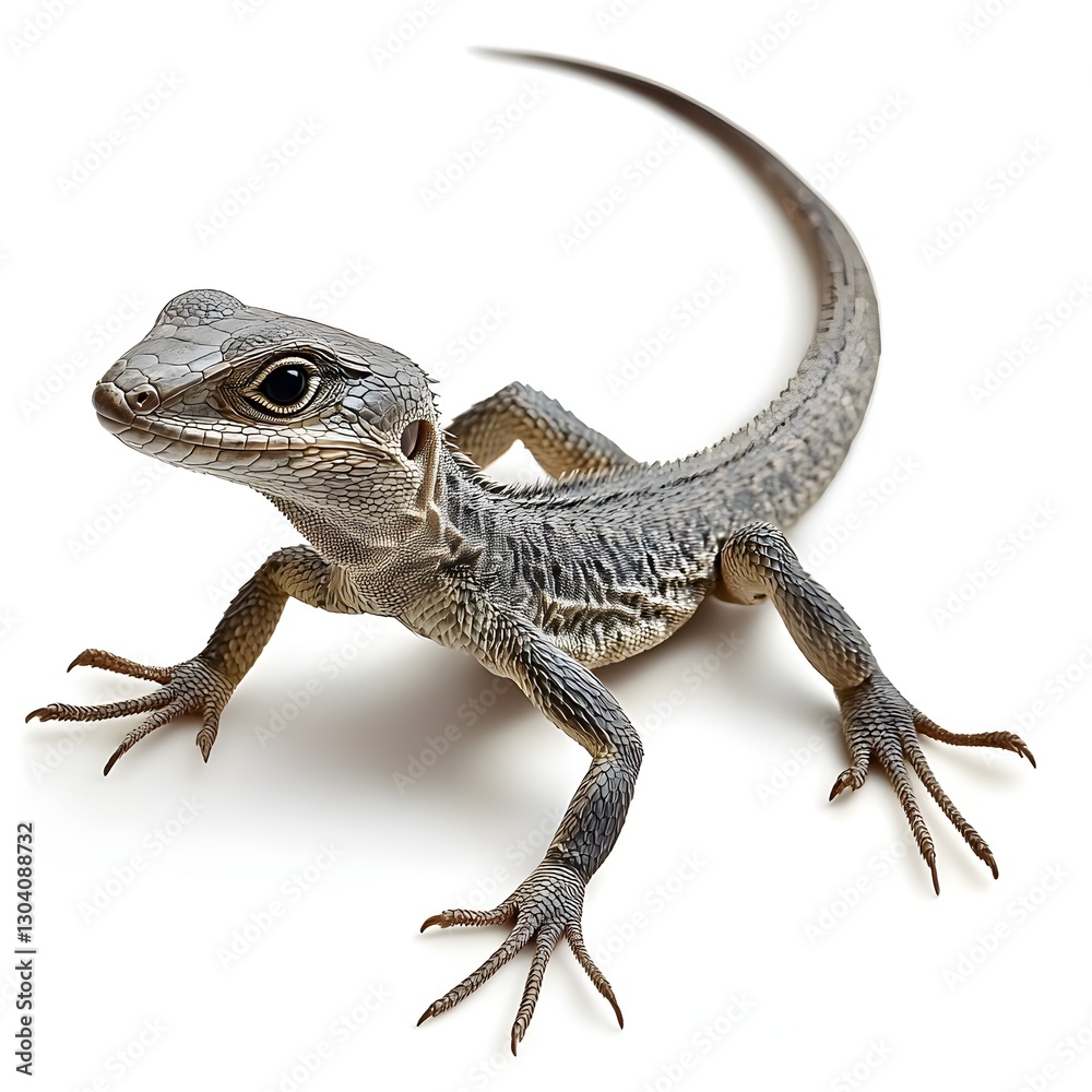 Naklejka premium A colorful lizard with an extensive long tail displaying its unique features