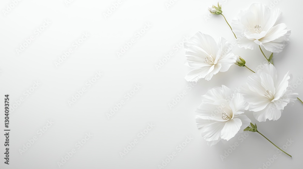 Elegant white flowers on a minimalist background, symbolizing purity and simplicity. Elegant white flowers on a minimalist background, symbolizing purity and simplicity.