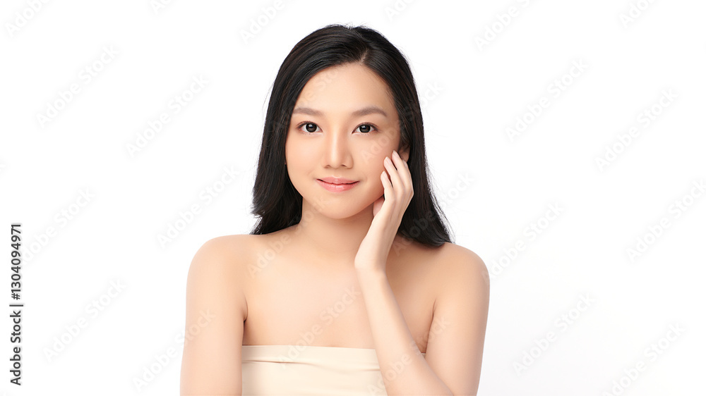 Beautiful young asian woman with clean fresh skin on white background, Face care, Facial treatment, Cosmetology, beauty and spa, Asian women portrait. Beautiful young asian woman with clean fresh skin on white background, Face care, Facial treatment, Cosmetology, beauty and spa, Asian women portrait.