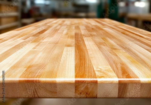 Light Brown Wooden Tabletop Close Up View
