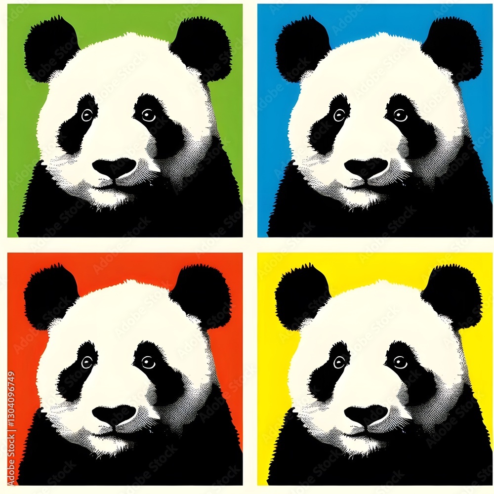 Naklejka premium 판다, 팝아트, jpeg (panda, pop art, jpeg)