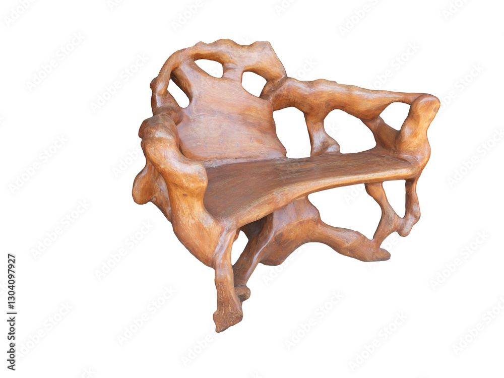 Wood chair nature style on white background.