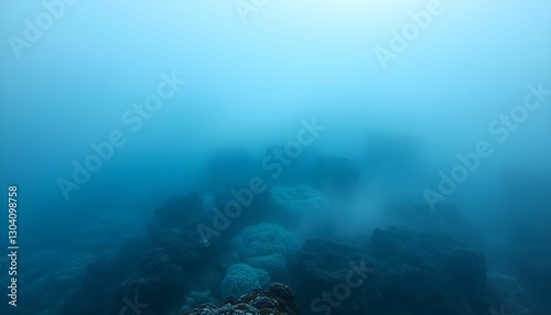 Mysterious Depths: Underwater Coral Reef in Ethereal Light