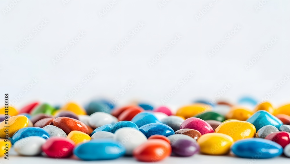 Colorful coated candies close-up on white background Colorful coated candies close-up on white background