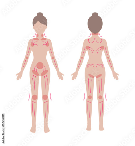 Woman's body_standing woman_massage_practice(perform) acupressure treatment(therapy)