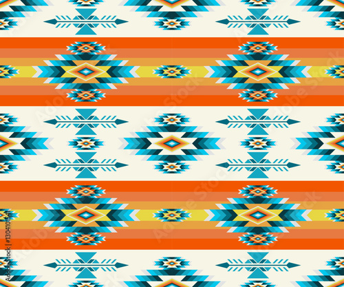 Geometric ethnic Zuni Navajo Native American pattern. Abstract ethnic Zuni geometric design for fabric, tile, clothing, embroidery and background. Vector ethnic Zuni Navajo Native American design