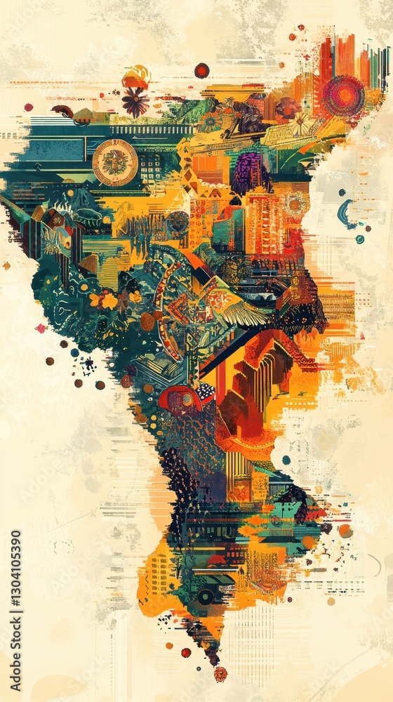 Fototapeta premium Colorful abstract art composed of various shapes and textures