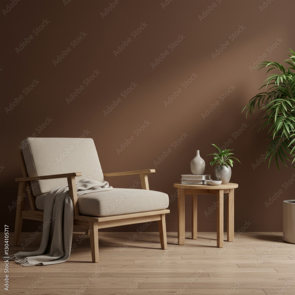 Fototapeta premium Minimalist Lounge Space with Earthy Tones