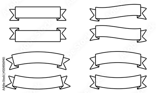 シンプルなリボンフレームのイラストセット
