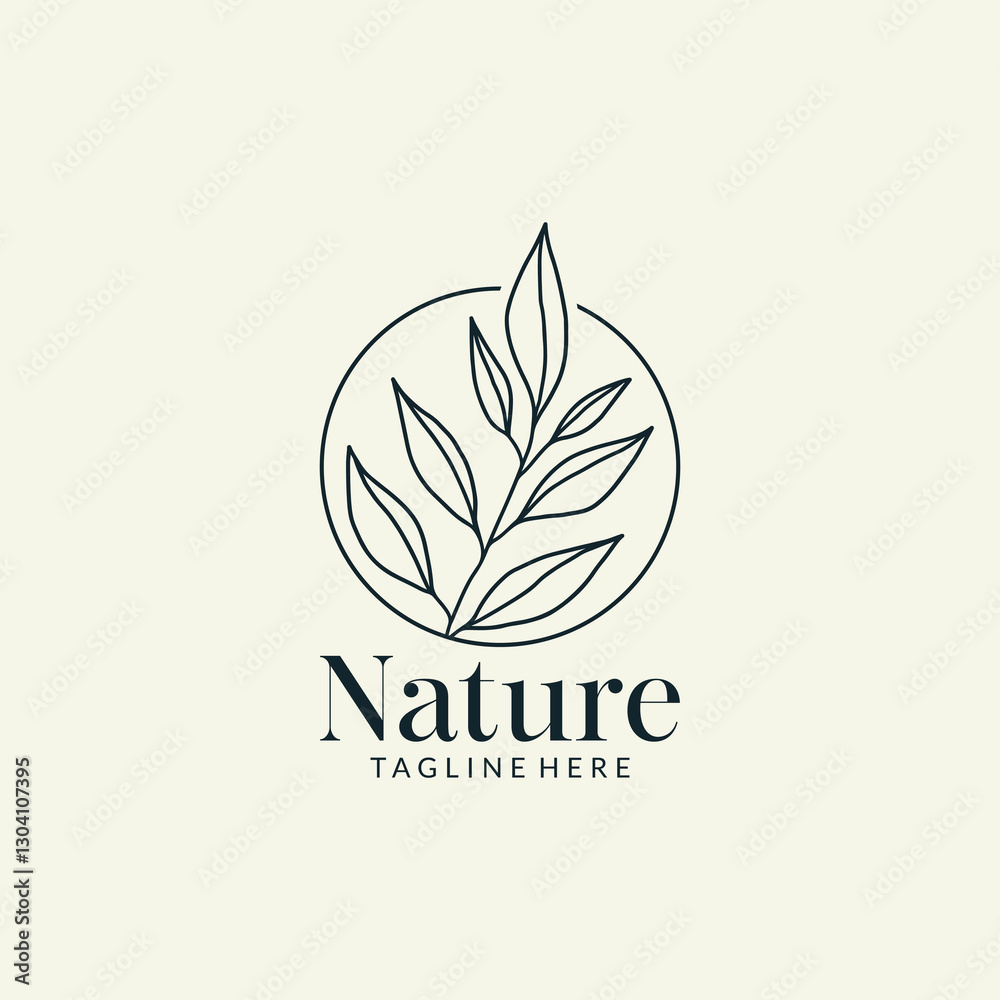 Fototapeta premium minimal botanical logo line art vector
