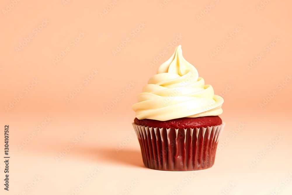 Delicious Cupcake with Cream Cheese Frosting on a Solid-Color Background, Perfectly Styled for a Sweet Treat - dessert stock-image Delicious Cupcake with Cream Cheese Frosting on a Solid-Color Background, Perfectly Styled for a Sweet Treat - dessert stock-image