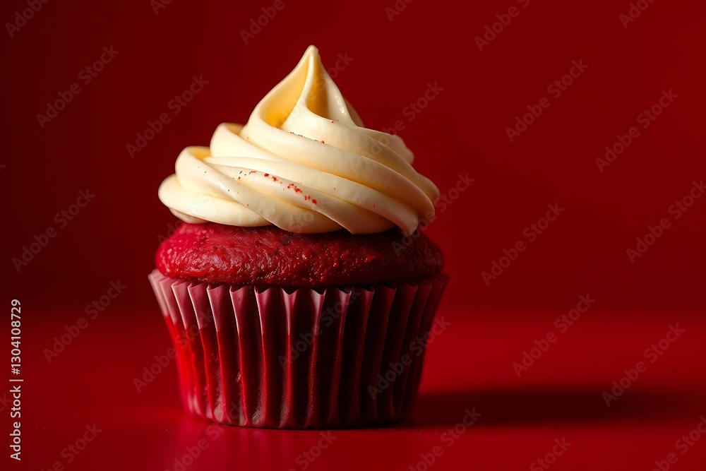 Delicious Cupcake with Cream Cheese Frosting on a Solid-Color Background, Perfectly Styled for a Sweet Treat - dessert stock-image Delicious Cupcake with Cream Cheese Frosting on a Solid-Color Background, Perfectly Styled for a Sweet Treat - dessert stock-image