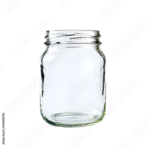 Open empty glass jar isolated on transparent