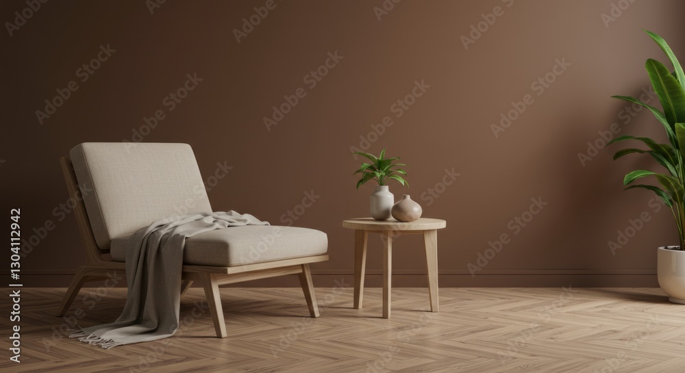 Fototapeta premium Minimalist Lounge Space with Earthy Tones