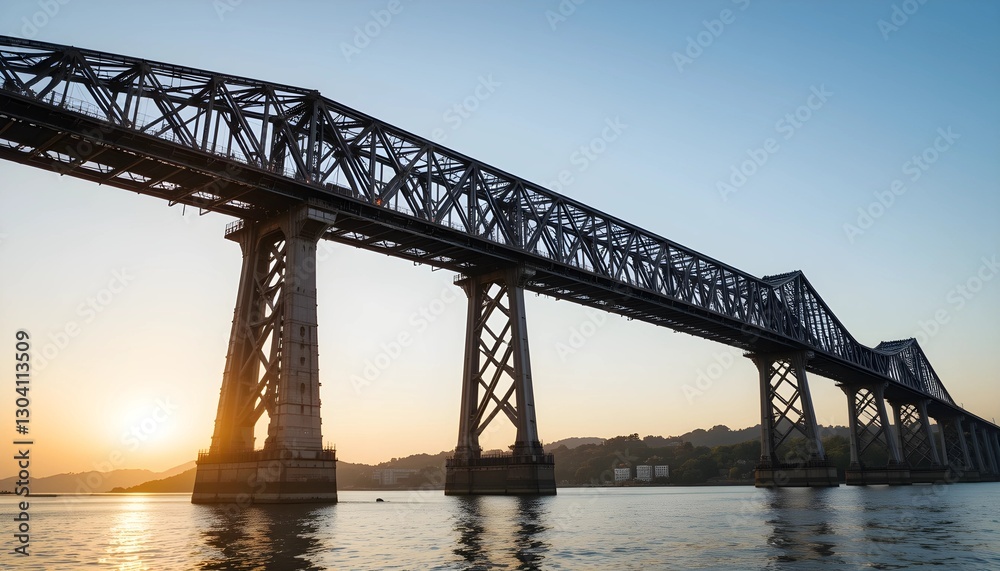 Steel Bridge Illuminated by the Last Rays of Sunlight Steel Bridge Illuminated by the Last Rays of Sunlight