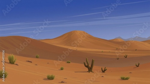 Serene Desert Landscape Under a Clear Blue Sky
