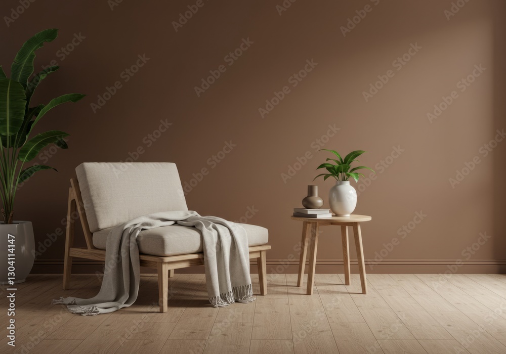 Fototapeta premium Minimalist Lounge Space with Earthy Tones
