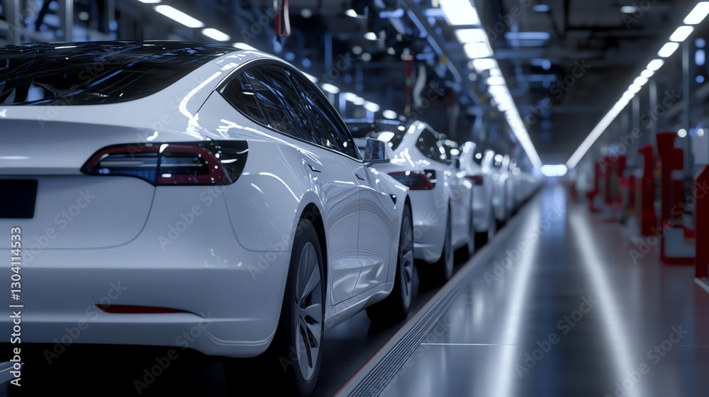 A modern automotive assembly line showcasing advanced robotics and vehicle production. Perfect for industrial, tech, and manufacturing-related projects A modern automotive assembly line showcasing advanced robotics and vehicle production. Perfect for industrial, tech, and manufacturing-related projects