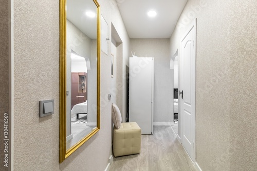 Wallpaper Mural Simple and Modern Hallway with Mirror and Bench Torontodigital.ca