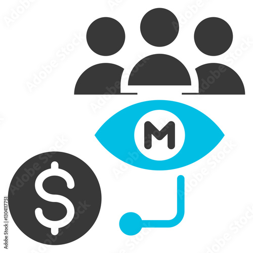 Cost Per Mille Glyph Blue Grey Icon