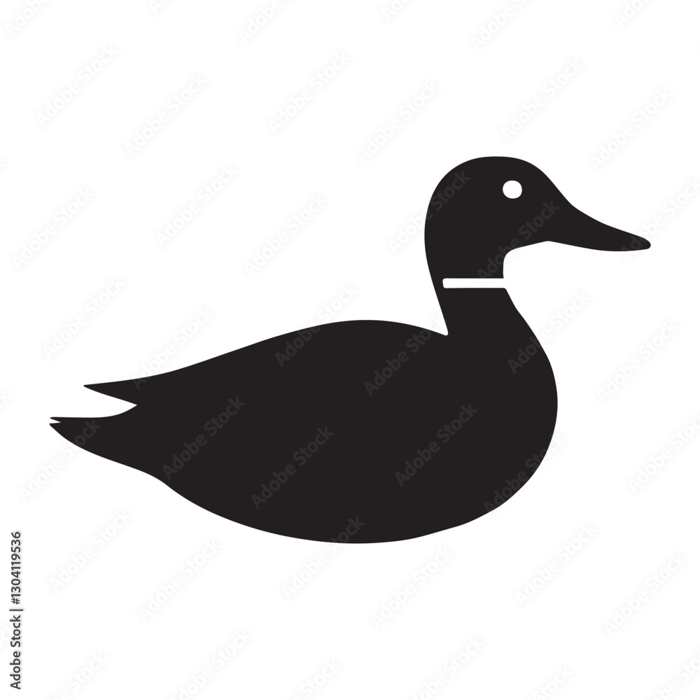 Silhouette image of a Mallard Duck outline, fill black, silhouette vector style, isolated on a white background Silhouette image of a Mallard Duck outline, fill black, silhouette vector style, isolated on a white background