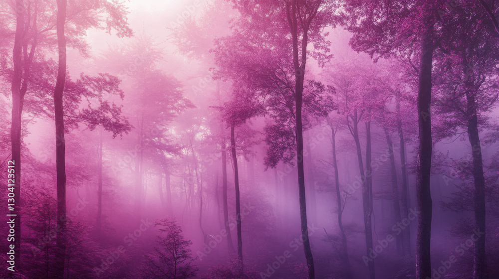 A captivating forest with striking pink and purple tones A captivating forest with striking pink and purple tones