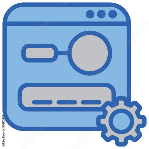 Search Engine Optimization Blue White Icon