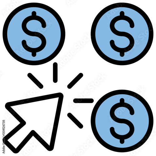 Pay Per Click Blue Black Icon