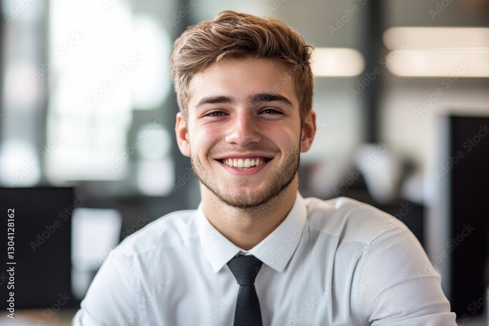 A cheerful young man in a corporate setting, smiling with success in the office or corporate young man smiling in office A cheerful young man in a corporate setting, smiling with success in the office or corporate young man smiling in office