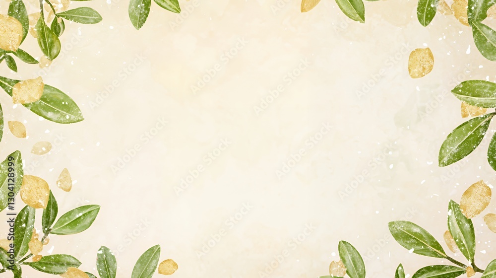 Naklejka premium Watercolor Floral Frame with Beige Background