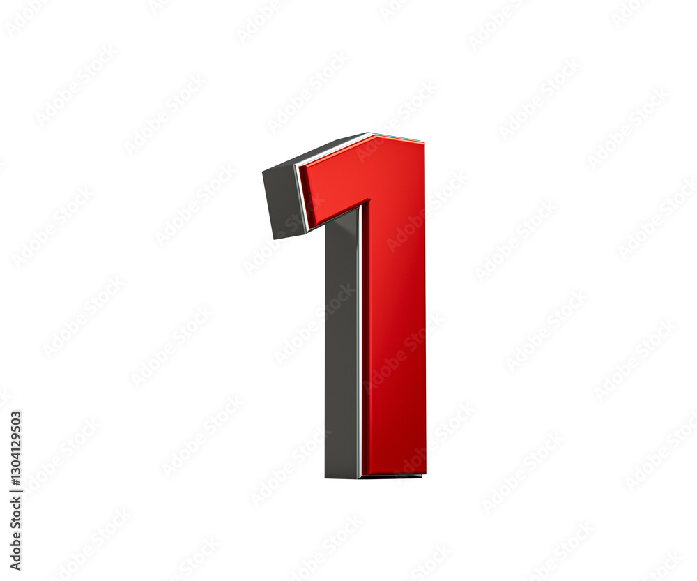 Bold Vibrant Red Number One Number 1 With Sleek Metallic Gleam 3D Illustration Bold Vibrant Red Number One Number 1 With Sleek Metallic Gleam 3D Illustration