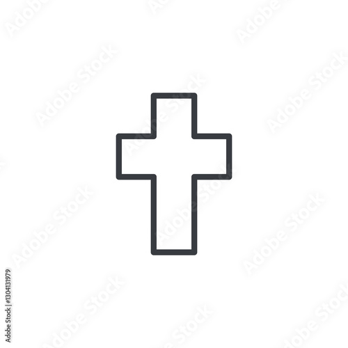 Christian cross line icon
