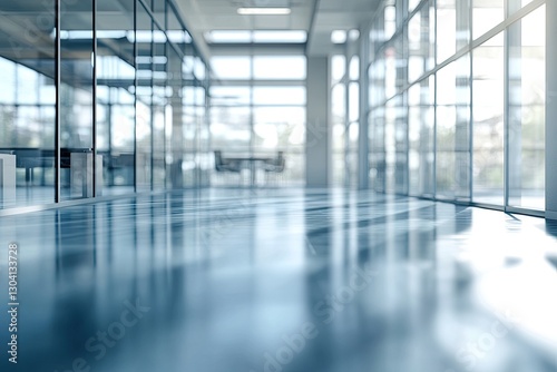 Modern office corridor  empty  daylight  blurred background