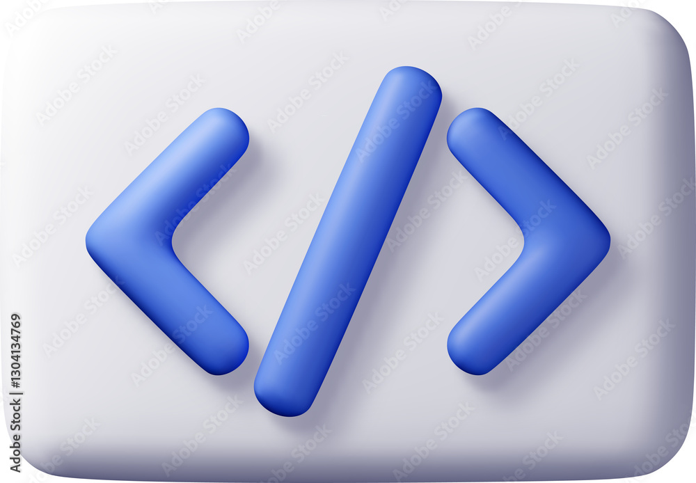 3d Blue Code Icon in White Shape 3d Blue Code Icon in White Shape