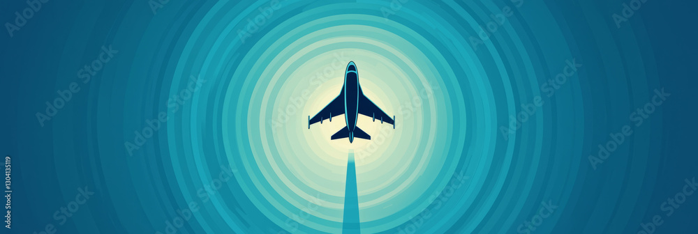 Futuristic plane flying in the sky