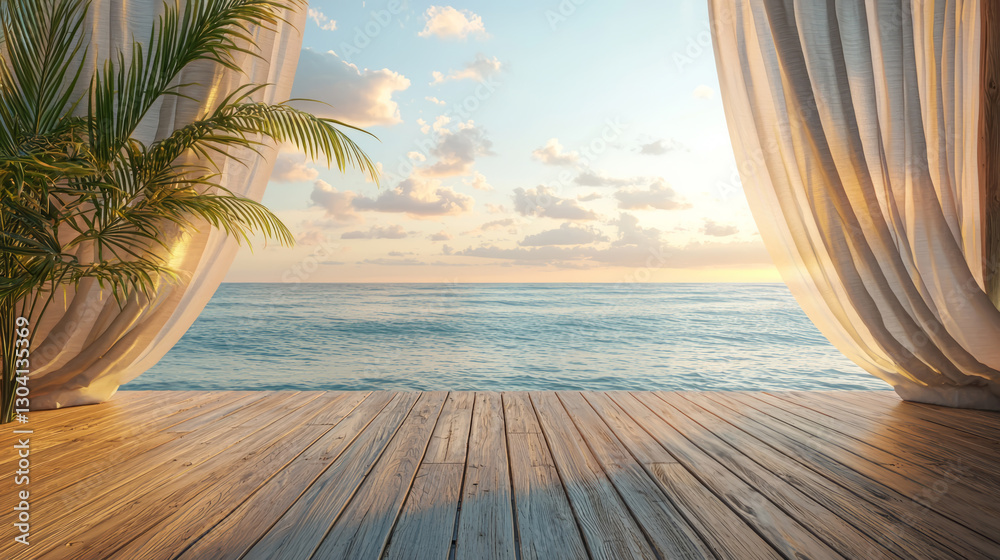 Luxury Tropical Ocean View from Wooden Deck